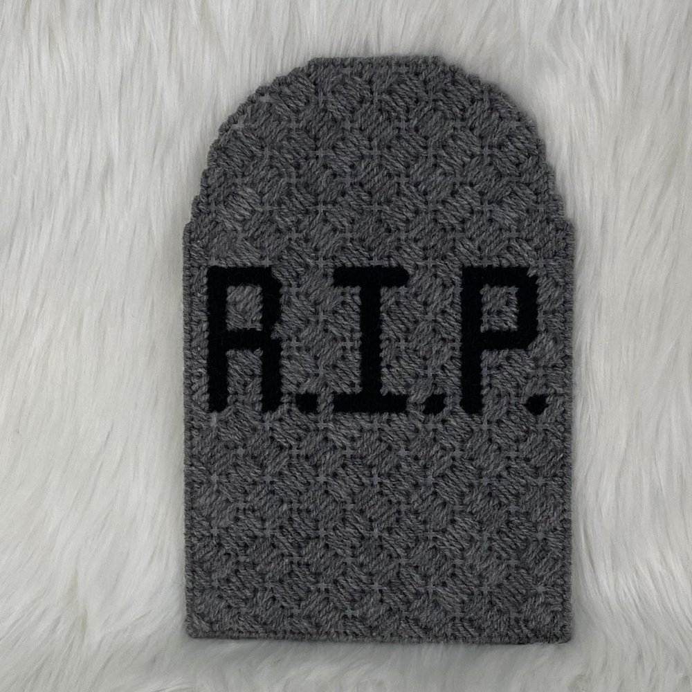 Handcrafted R.I.P. Graveyard Headstone Halloween Needlework Wall Hanging Decor